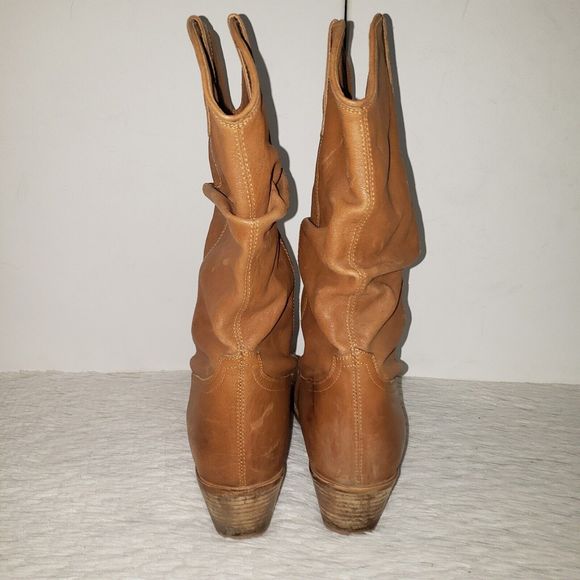 Flying Monkey Slouchy Cowboy Boots Womens 10 Tan/Brown Heeled Booties  Mid-Calf - Picture 5 of 8